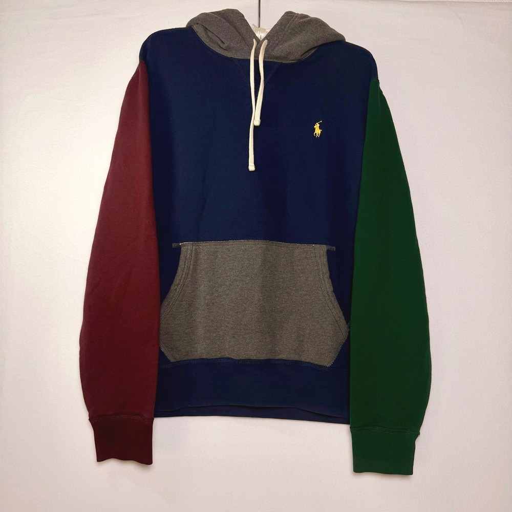 Polo Ralph Lauren Colorblock Hoodie Mens Medium Navy Blue Green Burgundy Grey